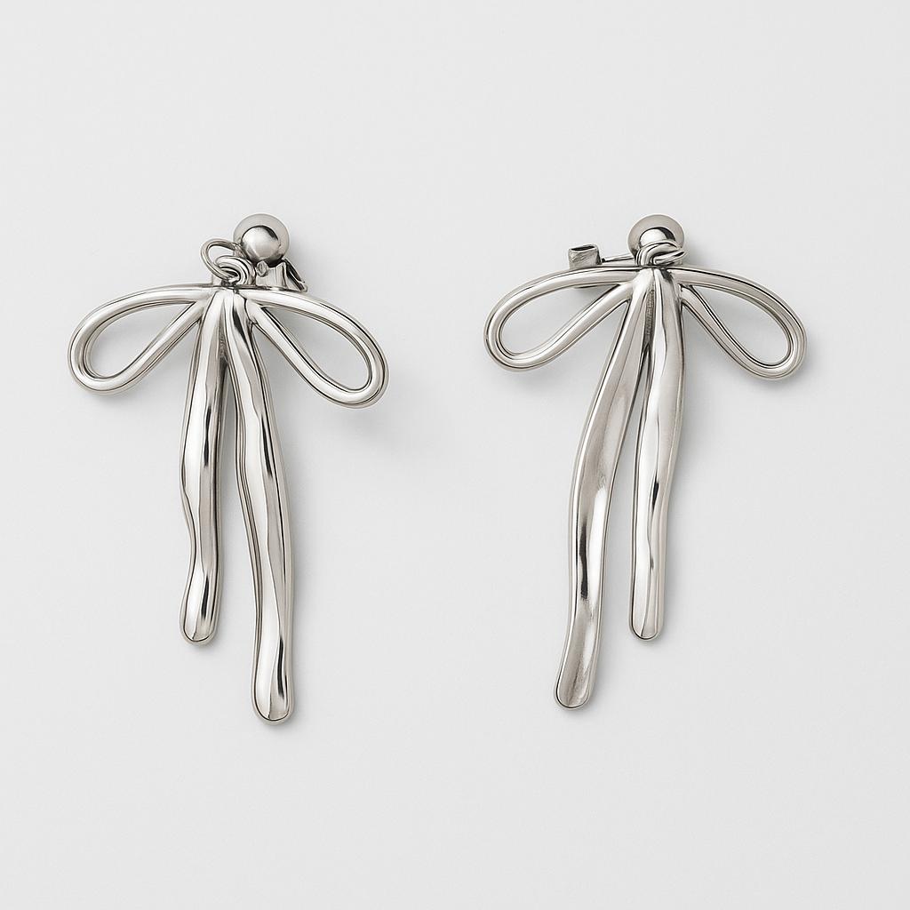 Luxe Kerst Strik Zilver Oorbellen